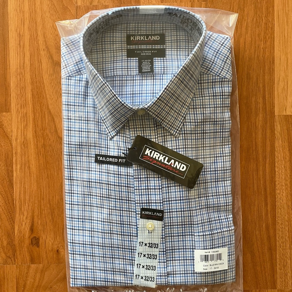 NWT Kirkland signature mens tailored button up dress shirt 17 x 32/33